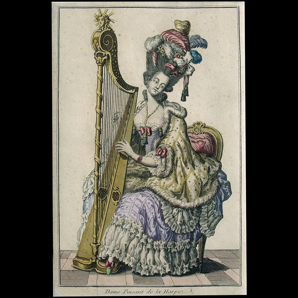 Mondhare - Collection De La Parure Des Dames - Dame Pinsant De La Harpe (Circa 1782) 1