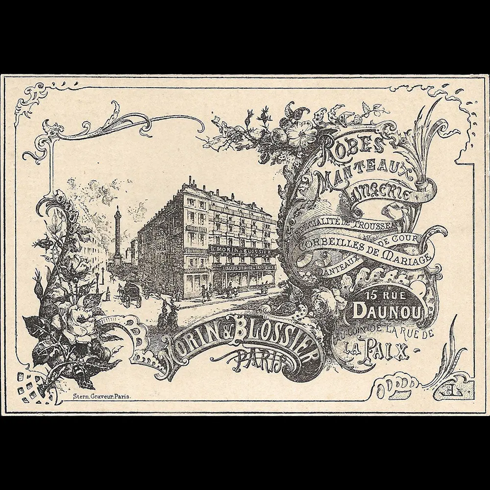 Morin & Blossier - Carte De La Maison De Couture, 15 Rue Daunou À Paris (Circa 1890) 1