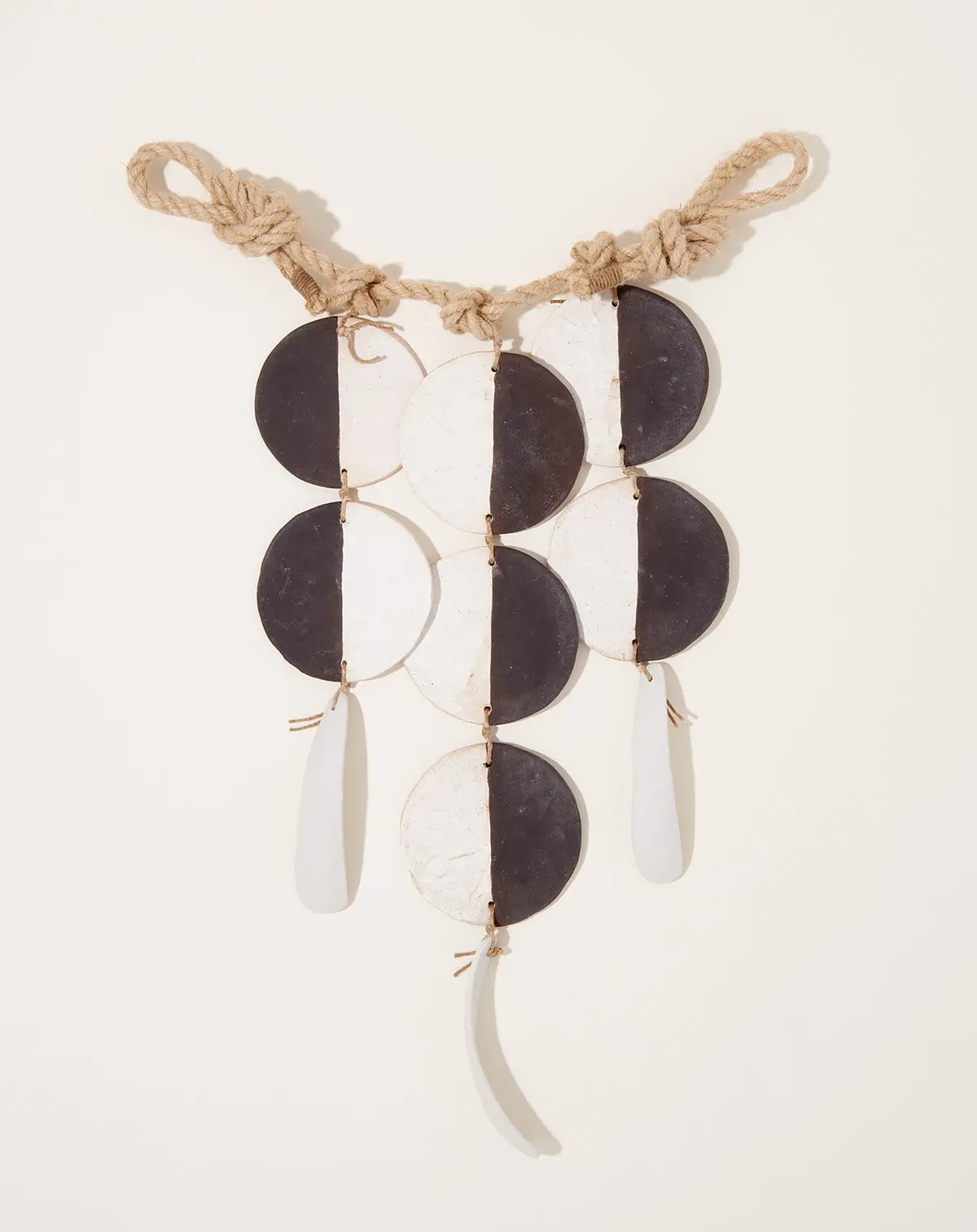 Three Strand Hanging Discs In Black And White 1