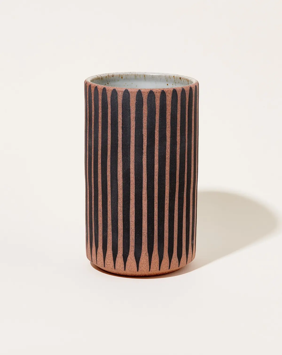 Small Tall Vessel In Tucker Stripes Black 1