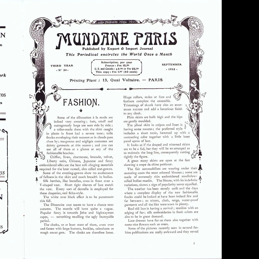 Mundane Paris, N°34 (Septembre 1912) 2