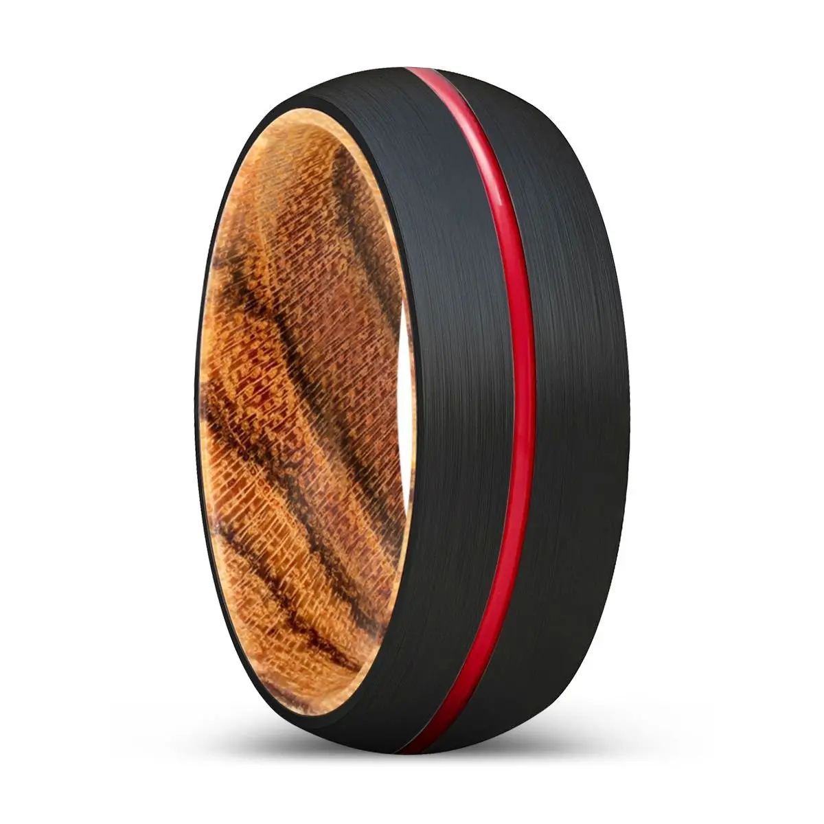 Mutant | Bocote Wood, Black Tungsten Ring, Red Groove, Domed 1