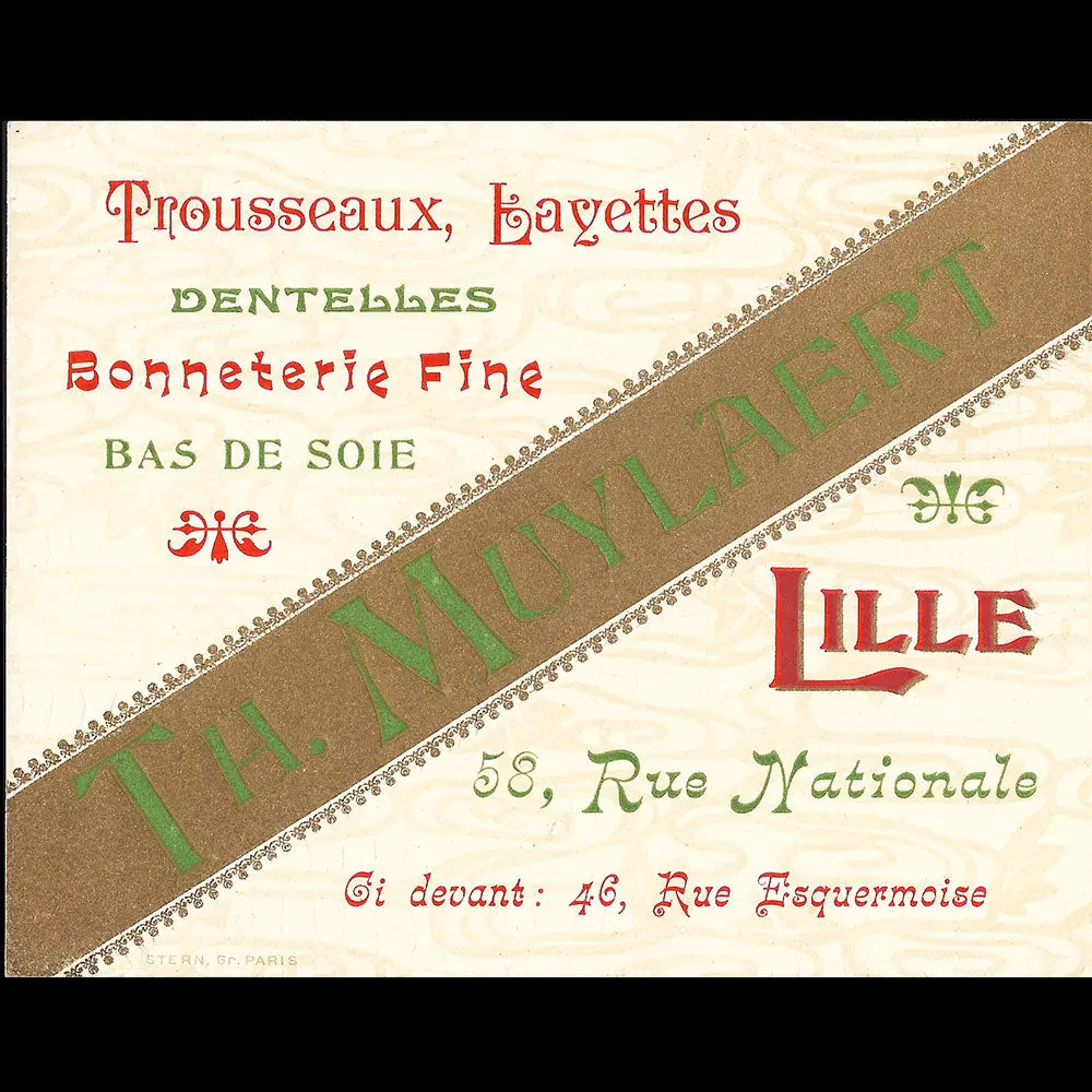 Th. Muylaert - Carte De La Maison De Lingerie, 58 Rue Nationale À Lille (Circa 1900S) 1