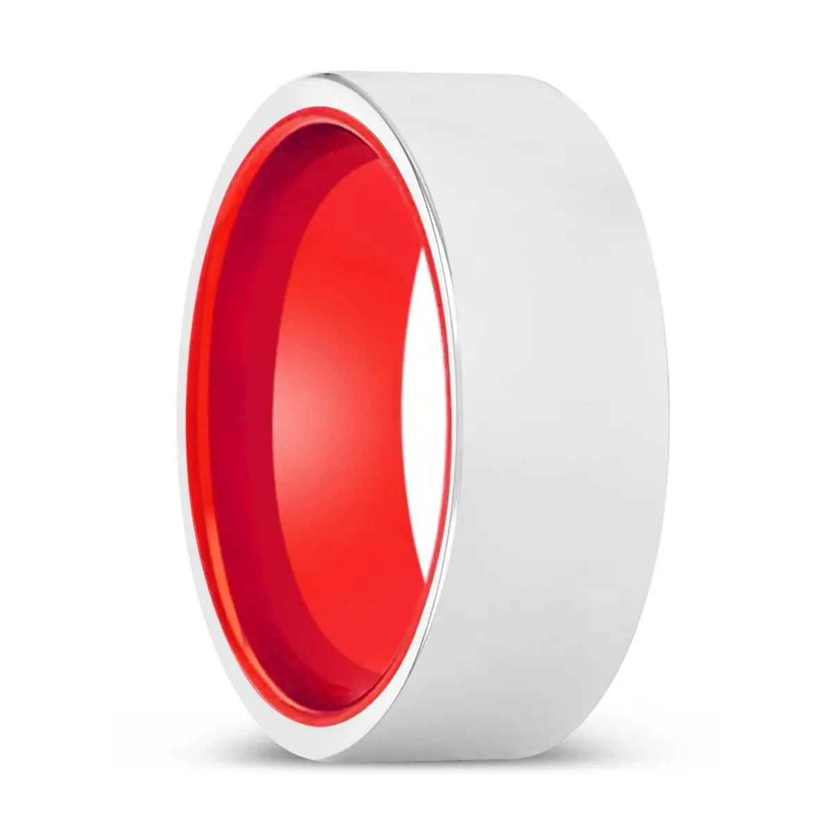 Navarro | Red Ring, Silver Tungsten Ring, Shiny, Flat 1