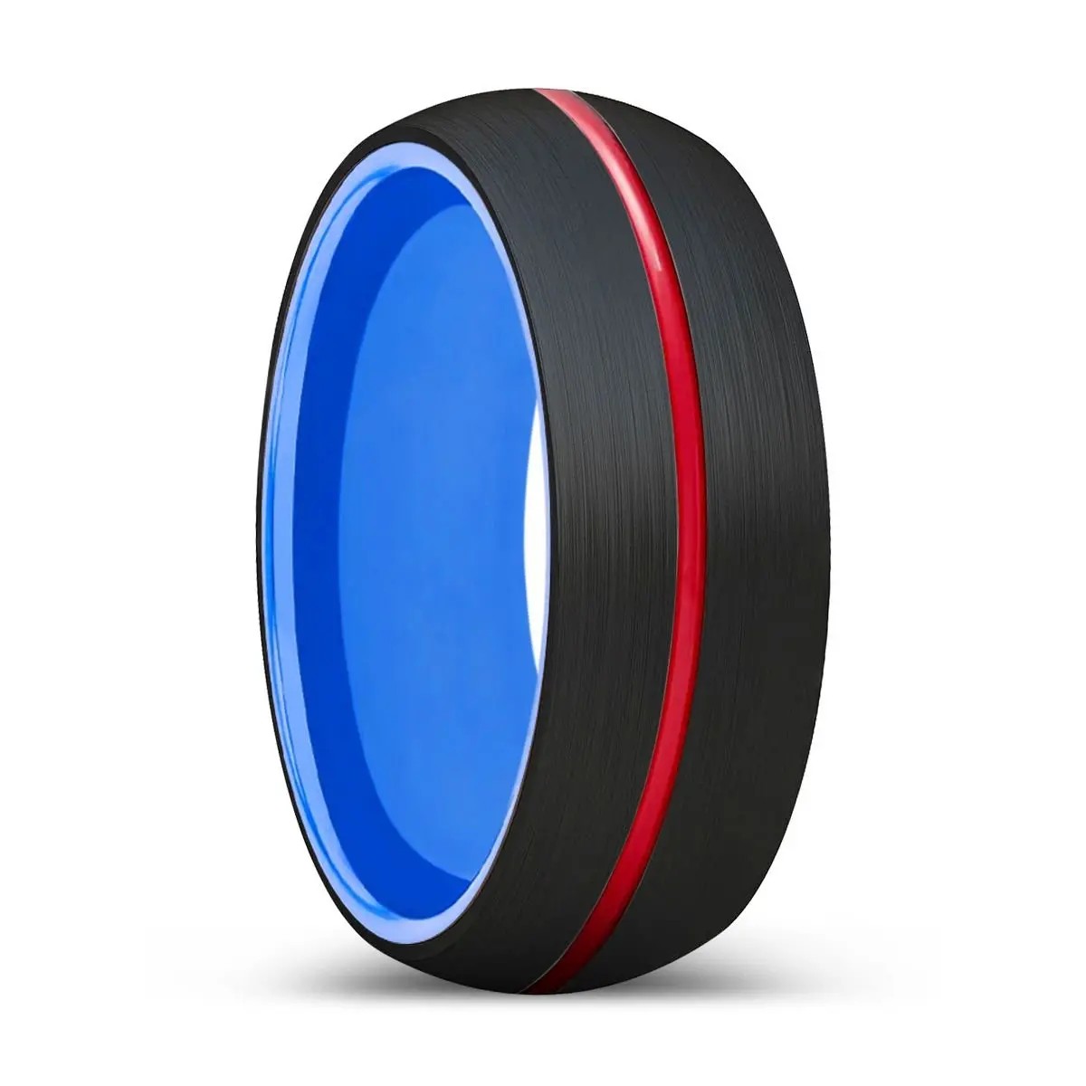 Nemo | Blue Ring, Black Tungsten Ring, Red Groove, Domed 1