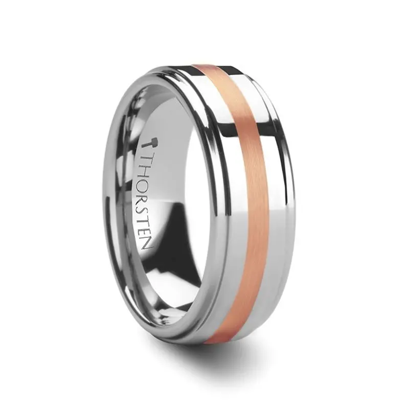 Nicolaus | Tungsten Ring Rose Gold Inlay 1