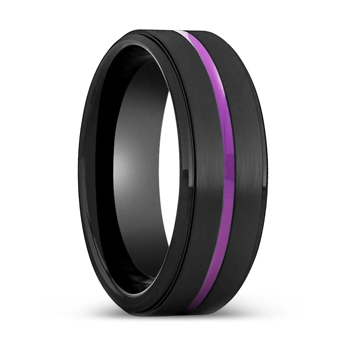 Nightshade | Black Ring, Black Tungsten Ring, Purple Groove, Stepped Edge 1
