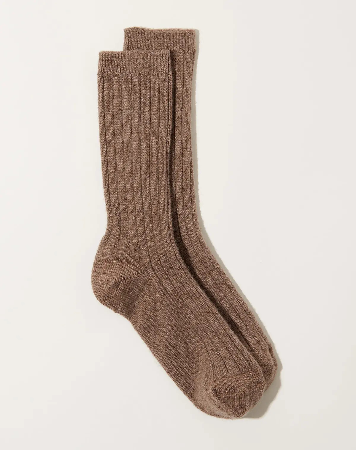 Cashmere Ribbed Socks In Umber 1