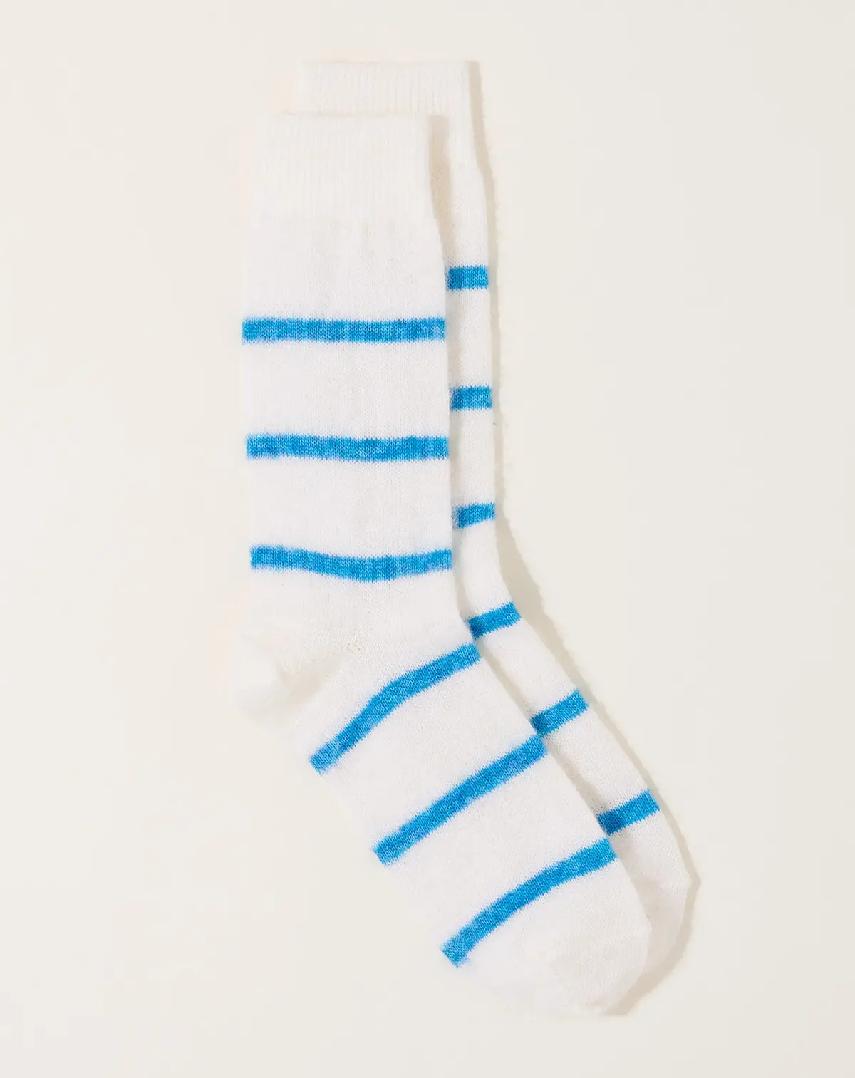 Mohair Wool Border Socks In Marshmallow Cream 1