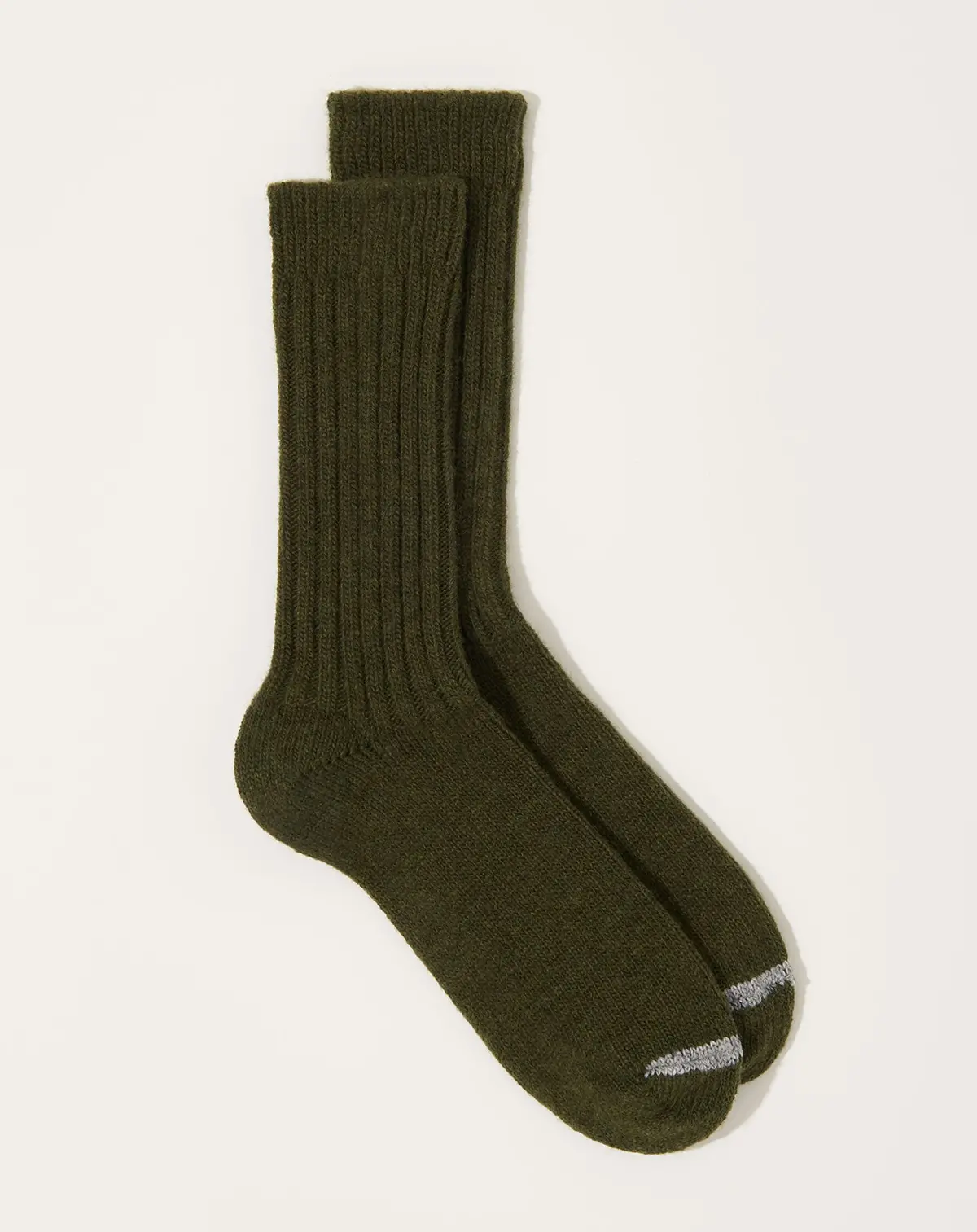 Wool Ribbed Socks In Khaki 1