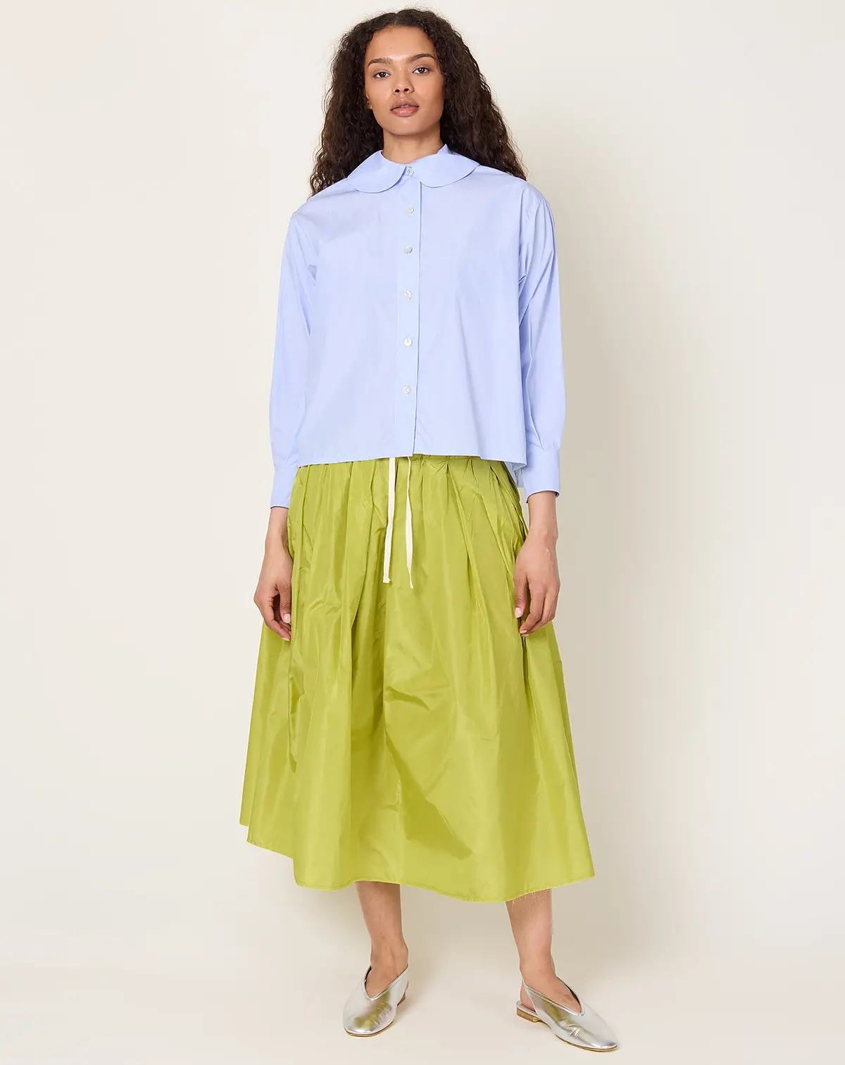 Gelsa Skirt In Pistacchio Silk Taffeta 1
