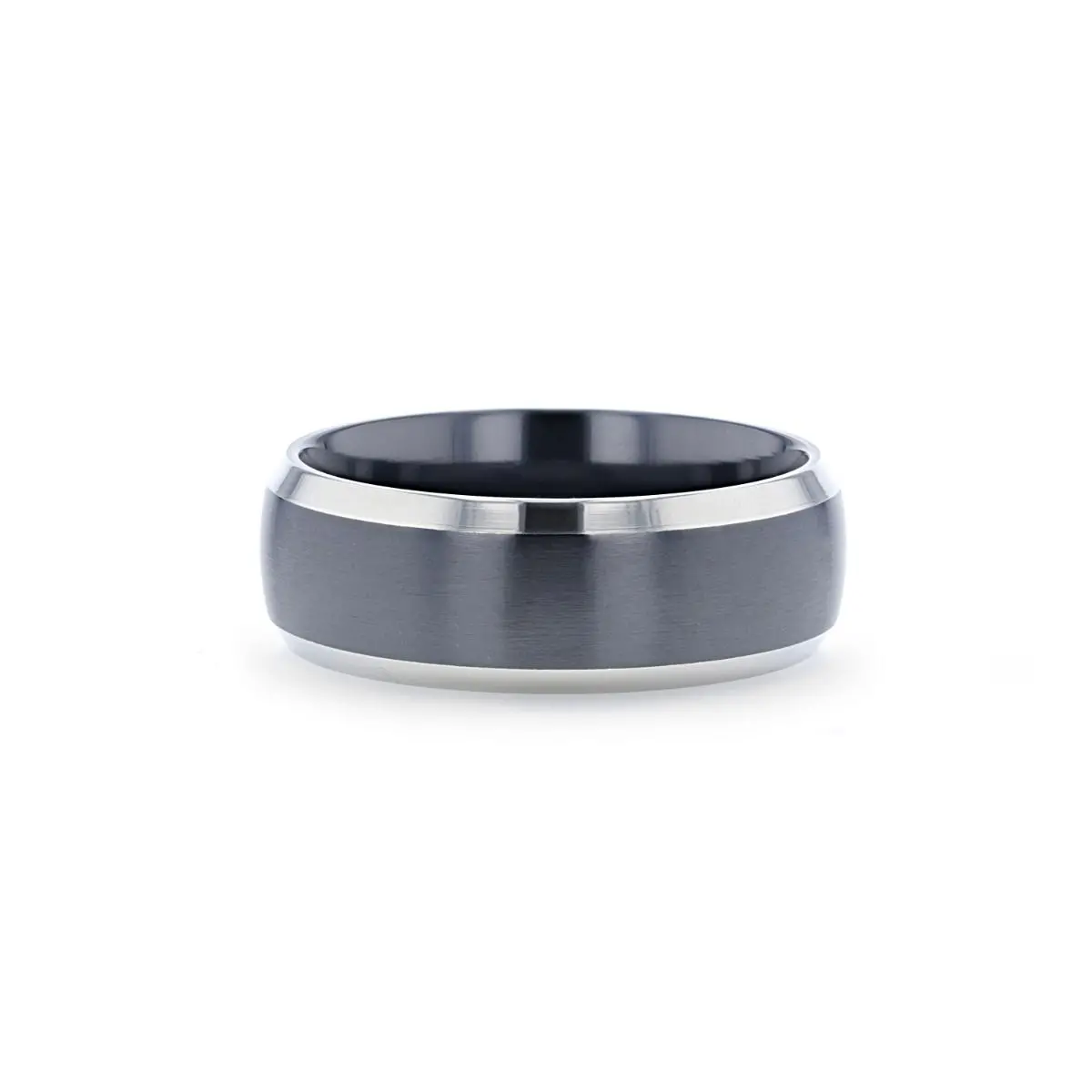 Nolan | Black Titanium Ring Domed Polished 3