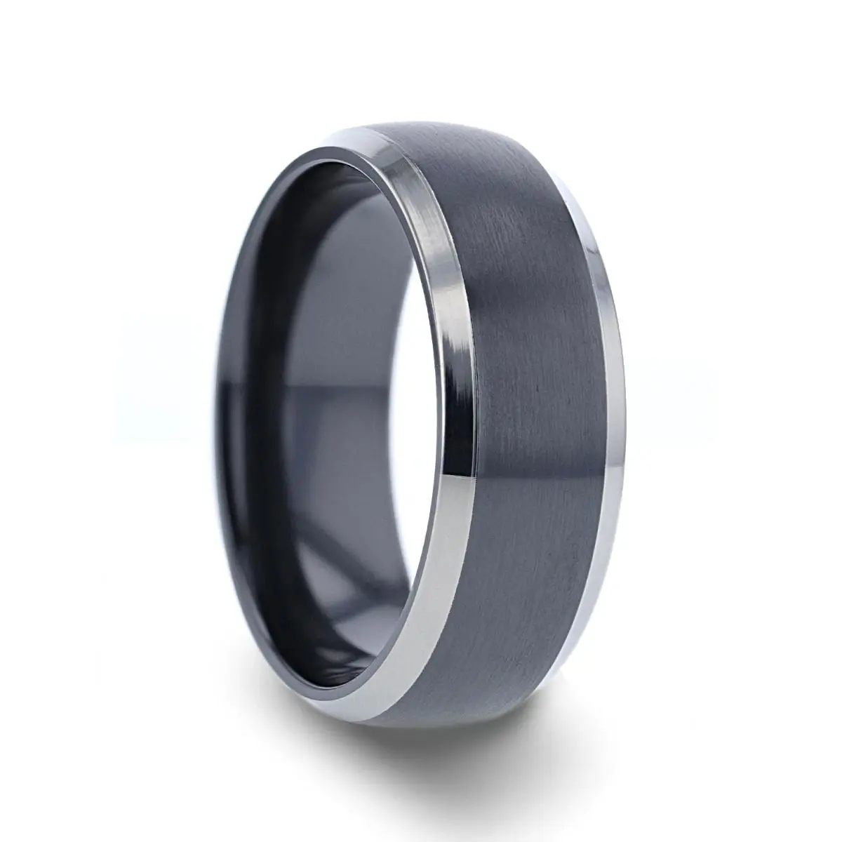 Nolan | Black Titanium Ring Domed Polished 1