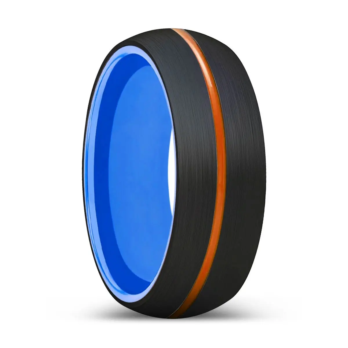 Nomad | Blue Ring, Black Tungsten Ring, Orange Groove, Domed 1