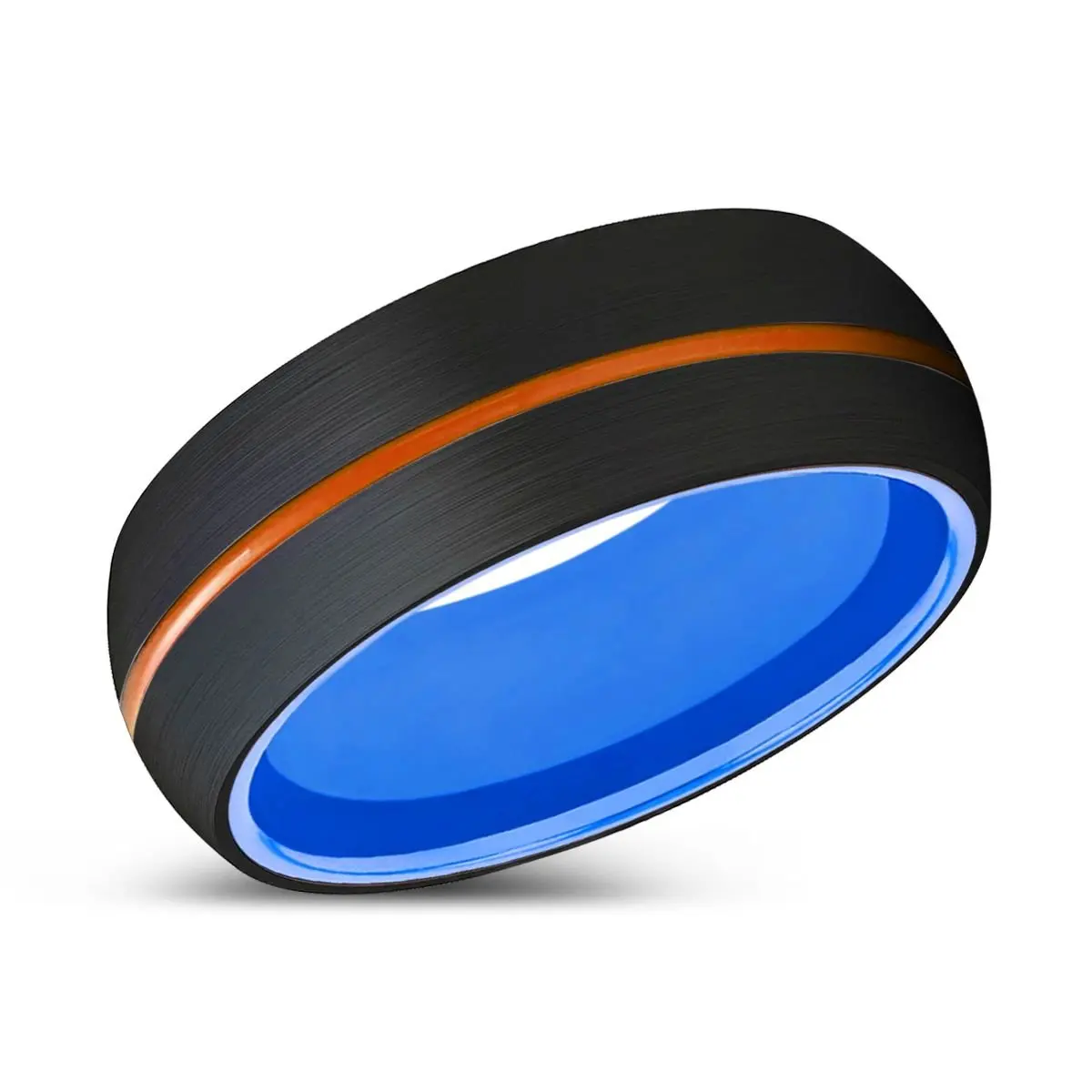 Nomad | Blue Ring, Black Tungsten Ring, Orange Groove, Domed 2