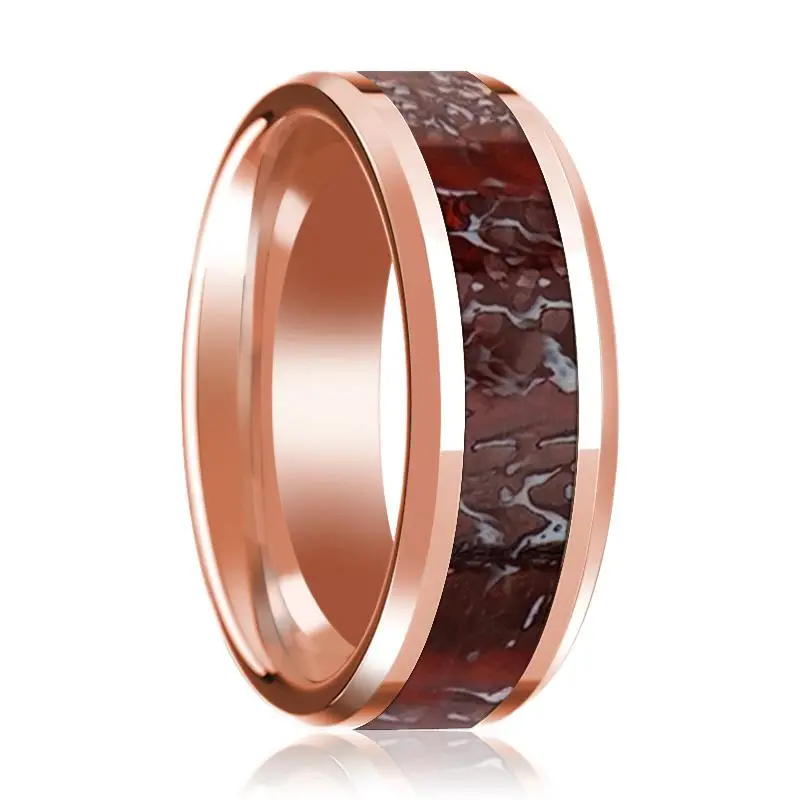 Nublar | 14K Rose Gold With Red Dinosaur Bone Inlay 1