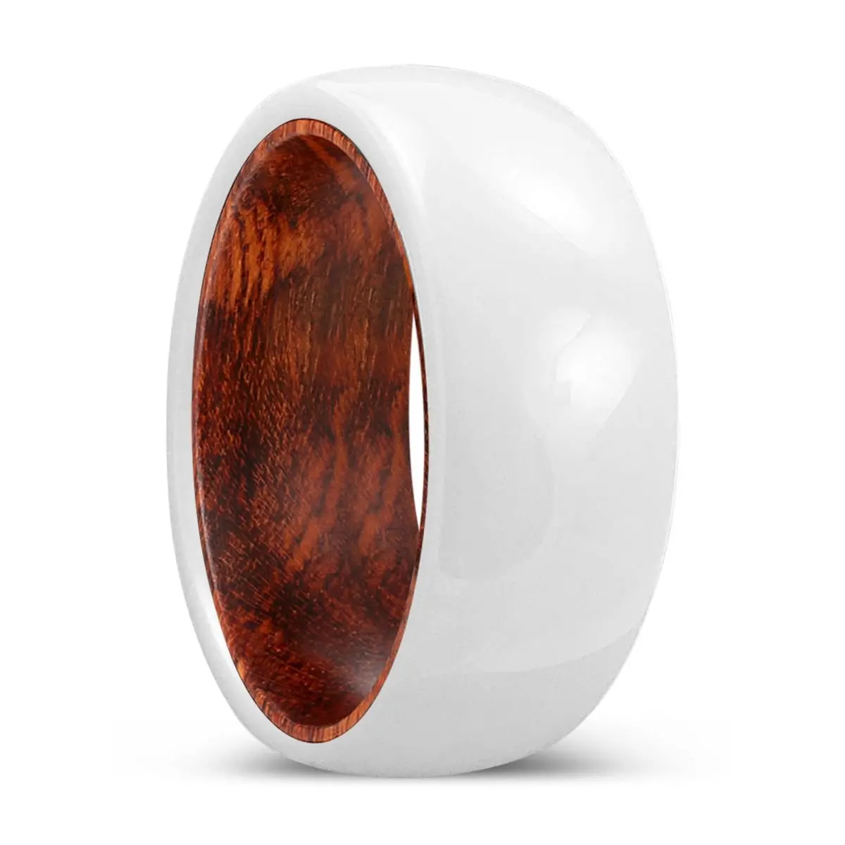 Nurture | Snake Wood, White Ceramic Ring, Domed 1