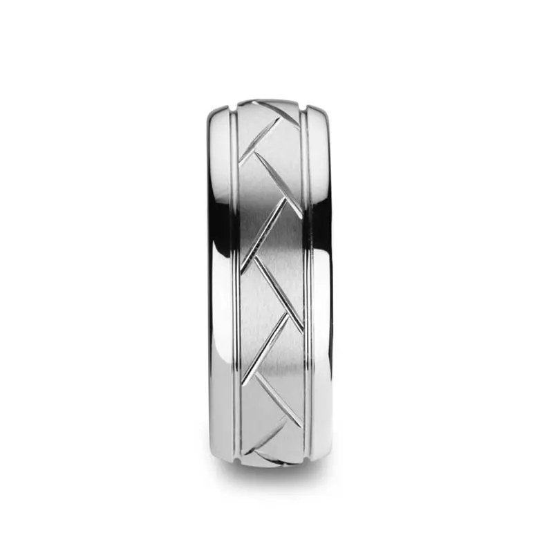 Octavian | Tungsten Ring With Crisscross Grooves 1