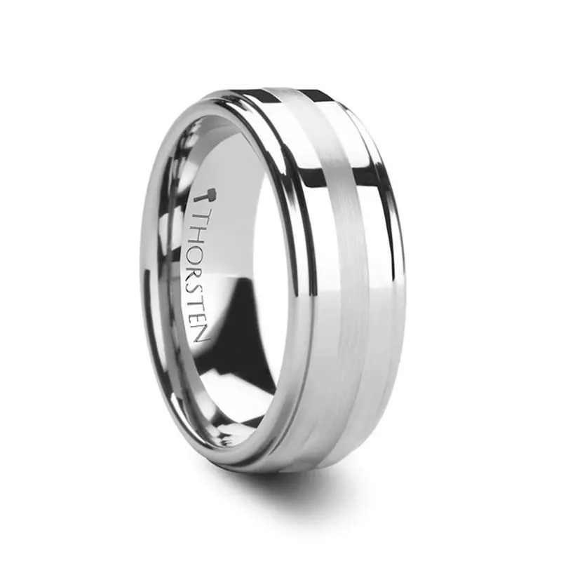Odin | Tungsten Ring Platinum Inlay 1