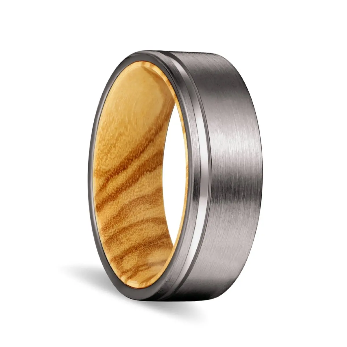 Ogee | Olive Ring, Gunmetal Tungsten Offset Groove 1