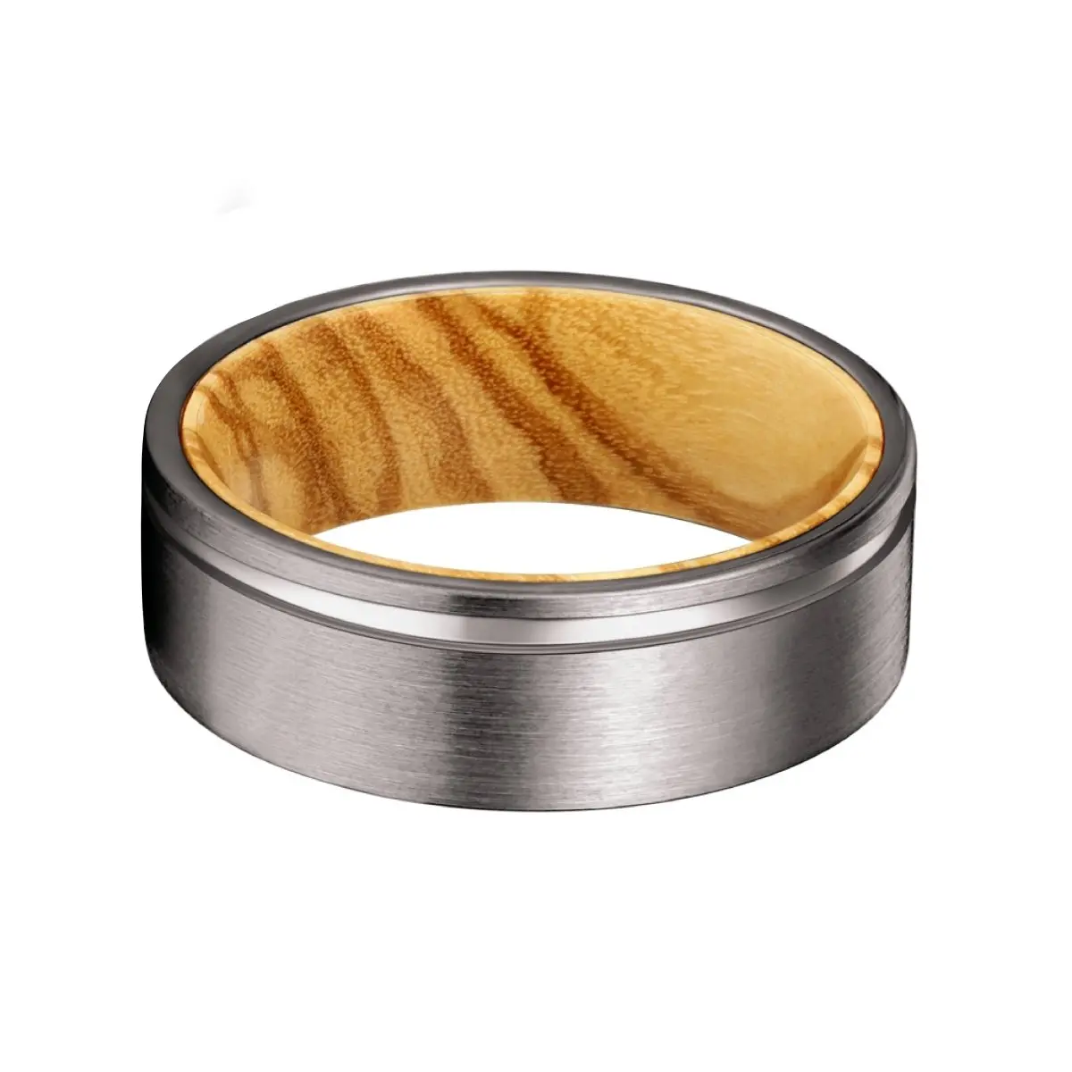 Ogee | Olive Ring, Gunmetal Tungsten Offset Groove 3