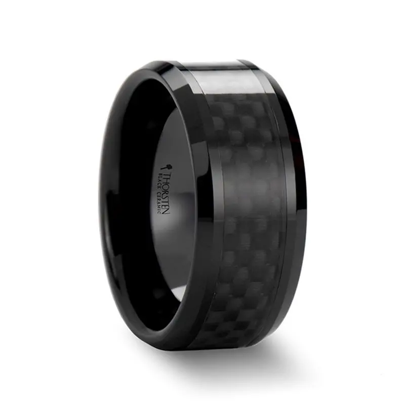 Onyx | Ceramic Ring Black Carbon Fiber Inlay 1