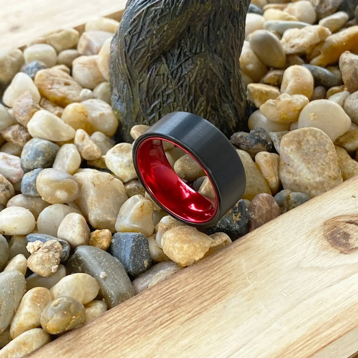 Orchid | Red Ring, Black Tungsten Ring, Brushed, Flat 5