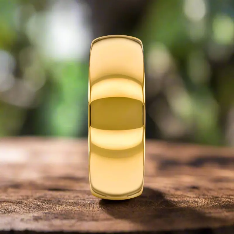 Oro | Gold Tungsten Ring, High Polished, Domed 5