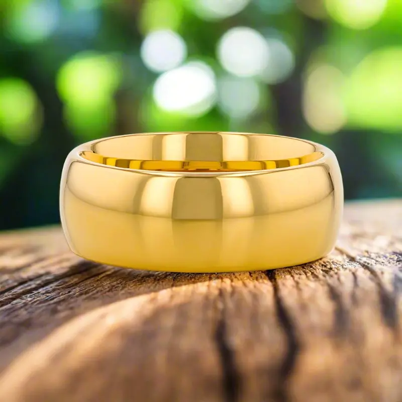 Oro | Gold Tungsten Ring, High Polished, Domed 4