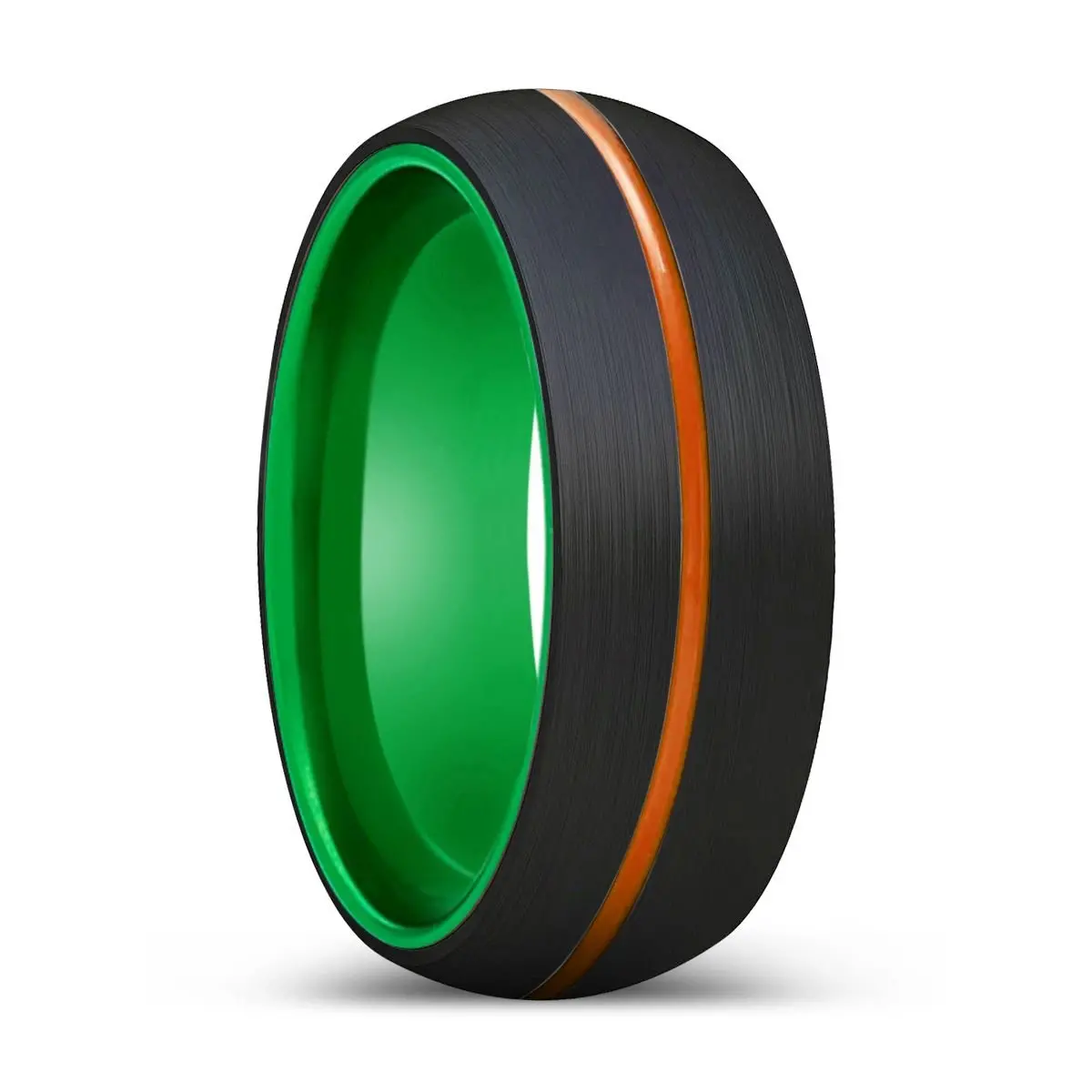 Outlaw | Green Ring, Black Tungsten Ring, Orange Groove, Domed 1