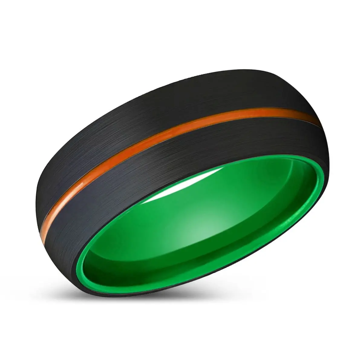 Outlaw | Green Ring, Black Tungsten Ring, Orange Groove, Domed 2
