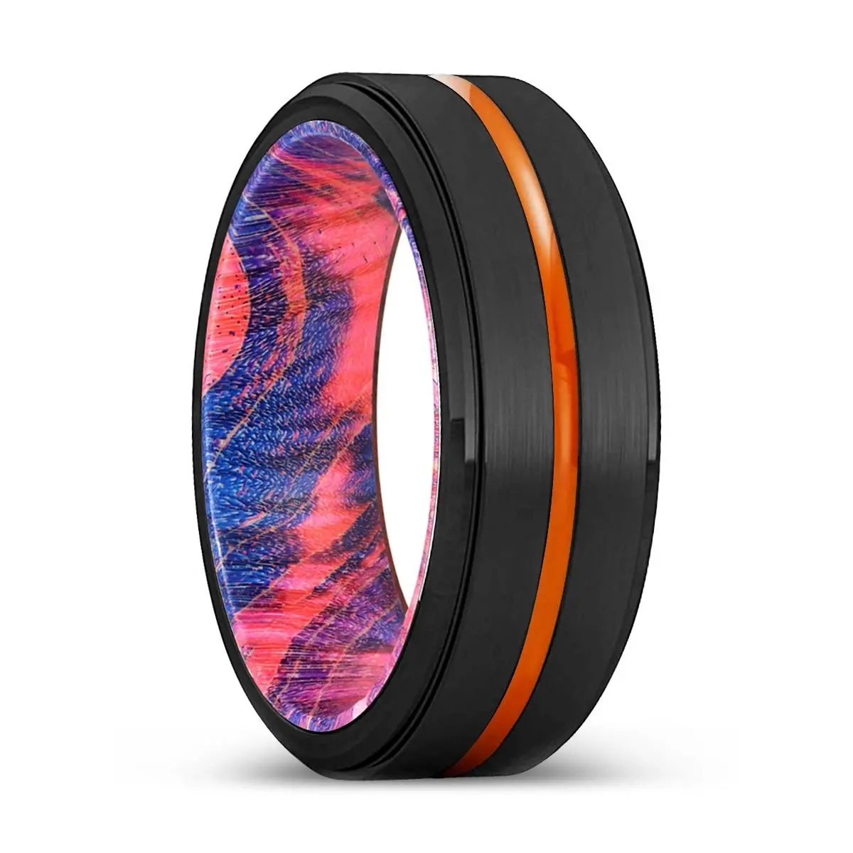 Overland | Blue & Red Wood, Black Tungsten Ring, Orange Groove, Stepped Edge 1