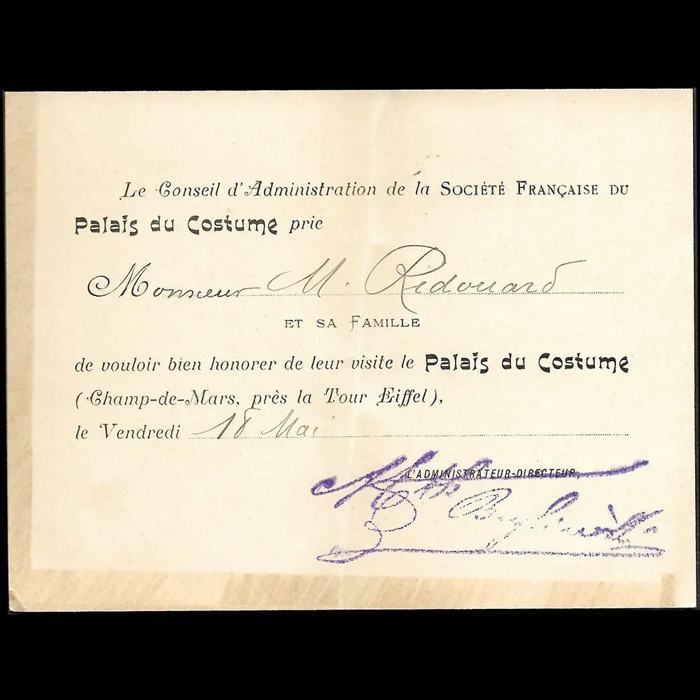 Exposition Universelle De Paris De 1900 - Invitation Au Palais Du Costume 1