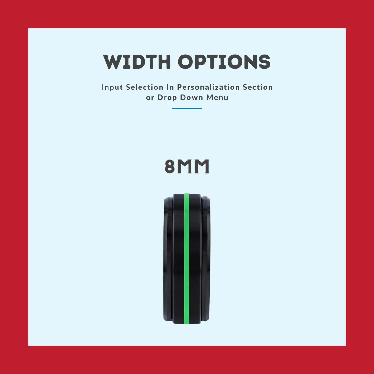 Pasadena | Blue & Red Wood, Black Tungsten Ring, Green Groove, Stepped Edge 3