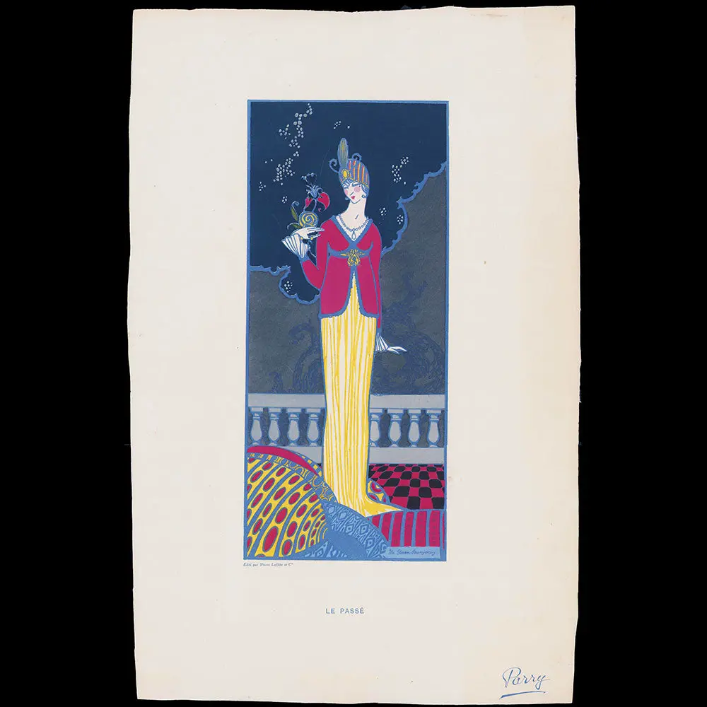Jean Patou - Le Passé, Pochoir De Grand Format De La Maison De Couture Parry (Circa 1912) 1