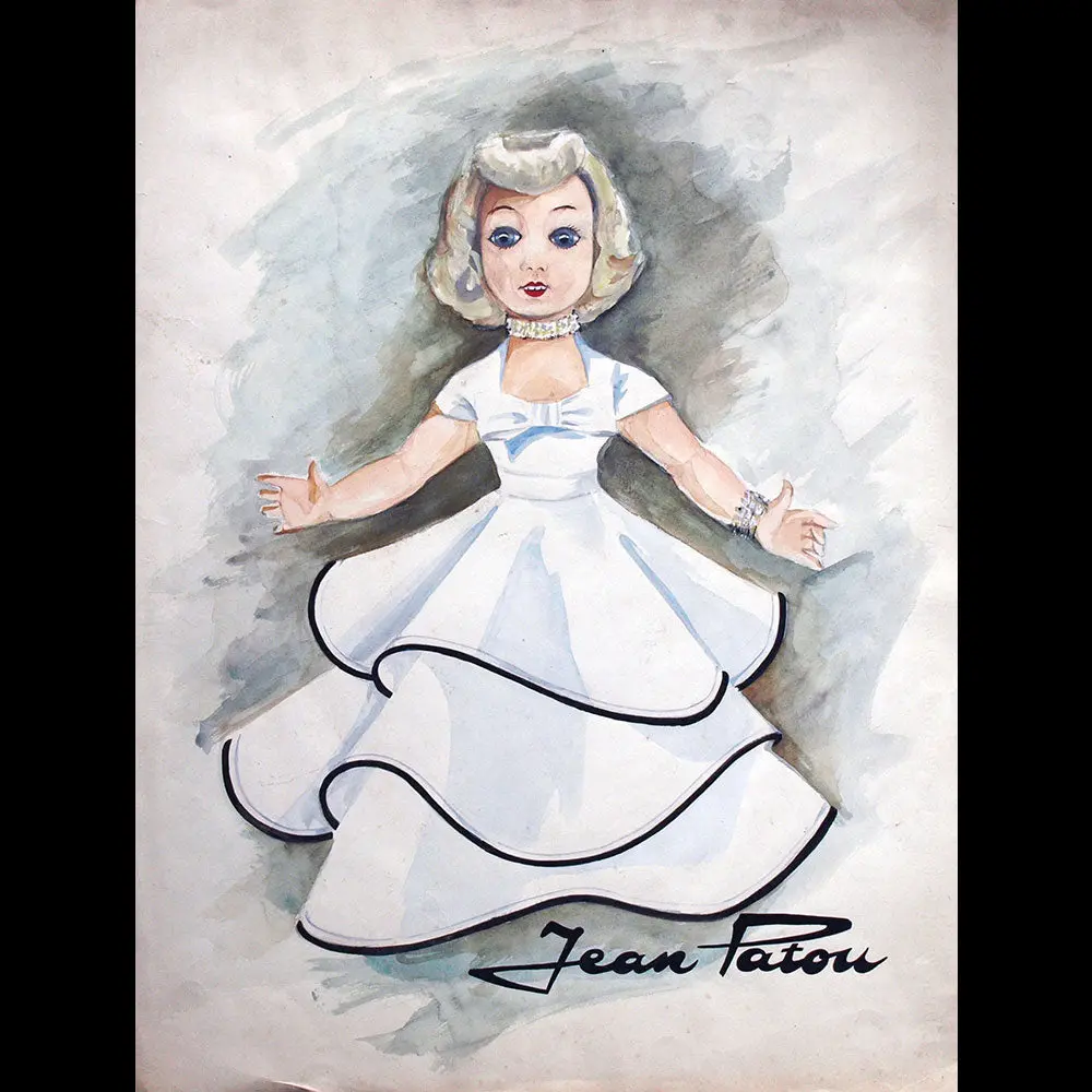 Jean Patou - Robe Du Soir Pour Poupée, Dessin À L'aquarelle (1951) 1