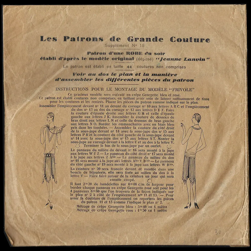 Les Patrons De Grande Couture - Numéro 18, Patron De La Robe Du Soir Frivole De Jeanne Lanvin (1928) 1