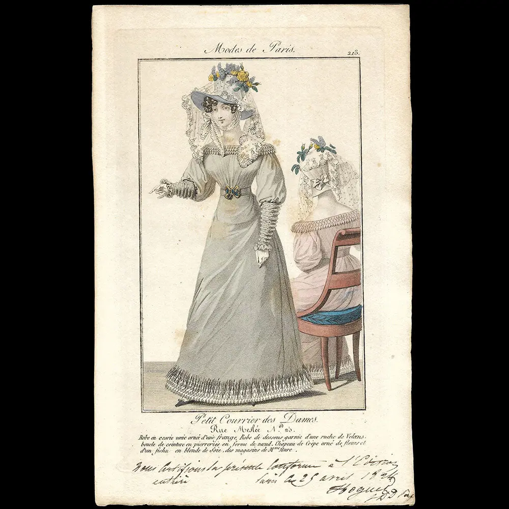 Petit Courrier Des Dames, Planche N°213 Annotée Par Hoguet (25 Avril 1824) 1