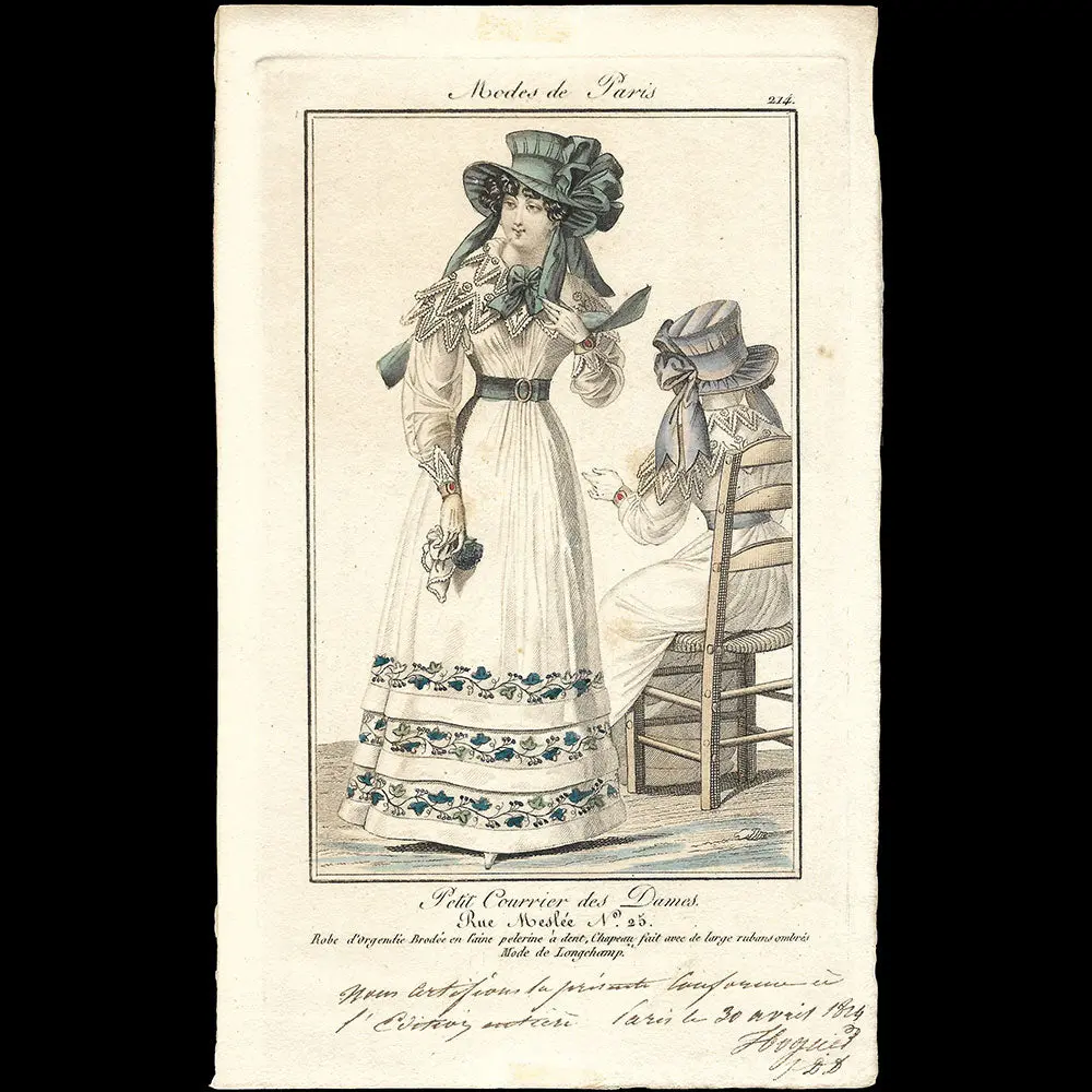 Petit Courrier Des Dames, Planche N°214 Annotée Par Hoguet (30 Avril 1824) 1