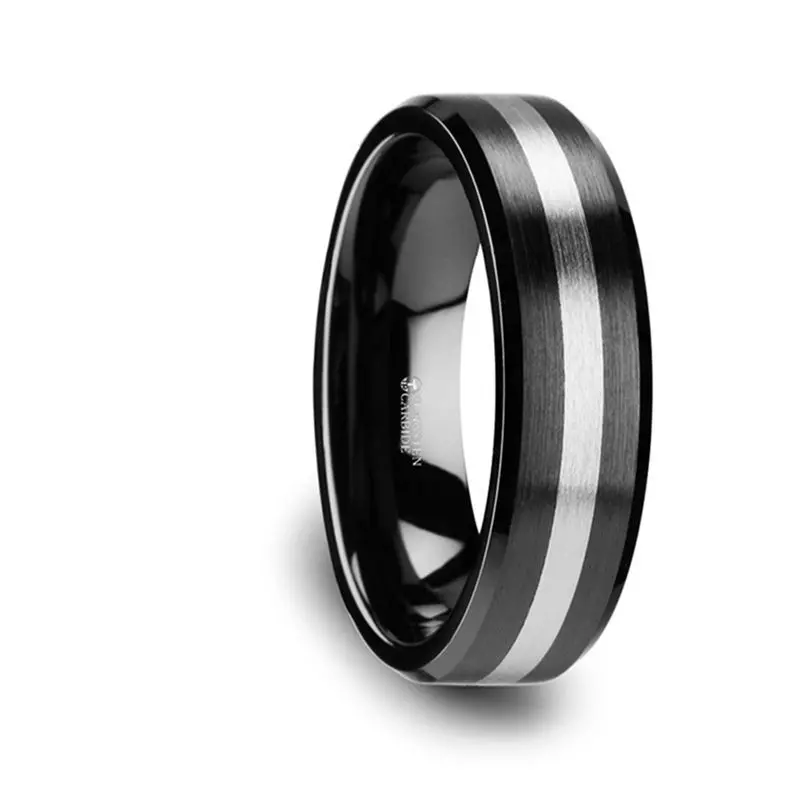 Phoenix | Black Ceramic Ring Tungsten Inlay 1