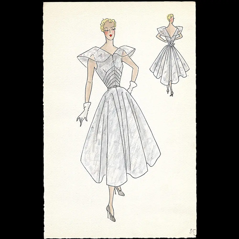 Robert Piguet - Dessin D'une Robe (1940S) 1