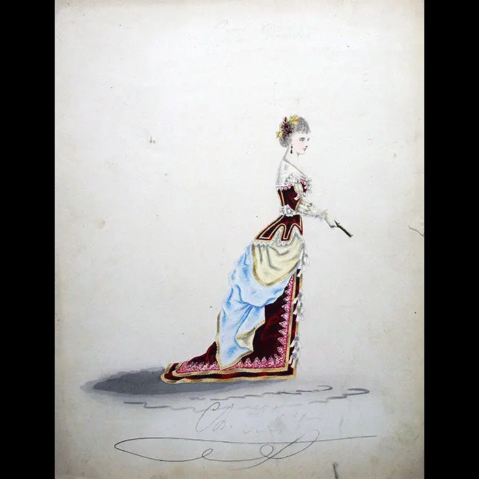 Dessin De Charles Pilatte Pour Les Maisons Worth Ou Ghys (Circa 1870) 1
