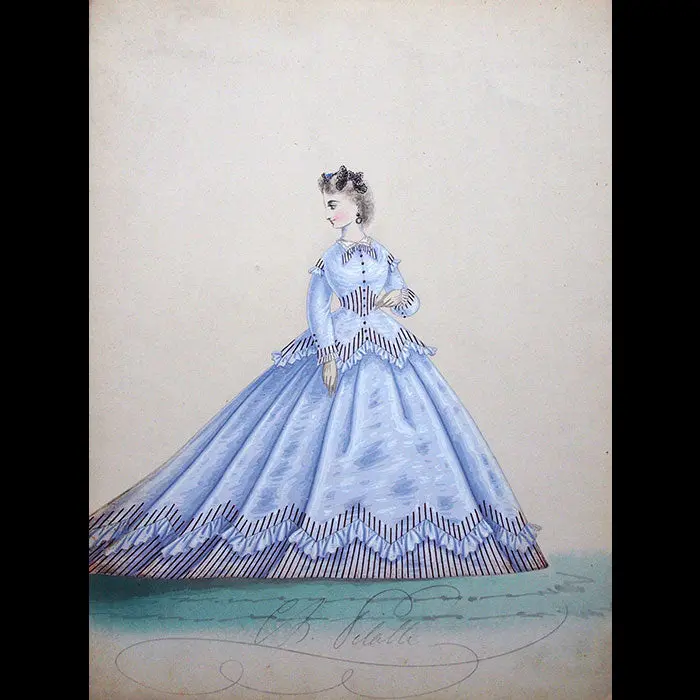 Dessin De Charles Pilatte Pour Les Maisons Worth Ou Ghys (Circa 1860-1870) 1