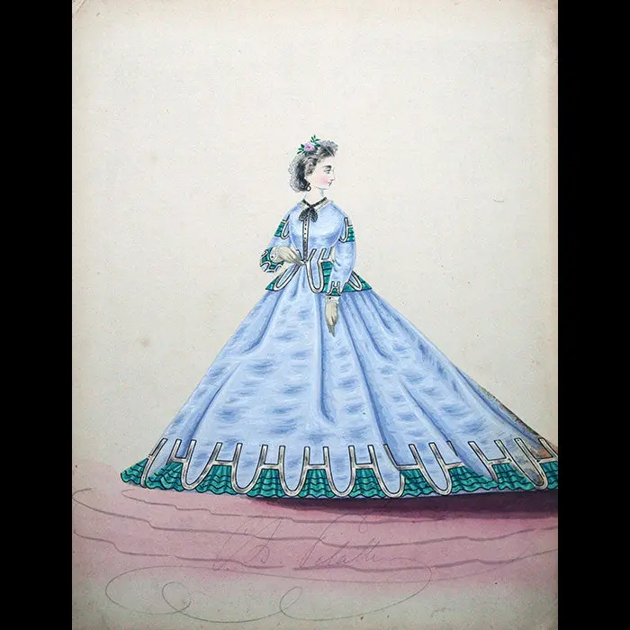 Dessin De Charles Pilatte Pour Les Maisons Worth Ou Ghys (Circa 1860-1870) 1