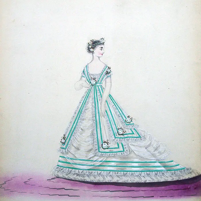 Dessin De Charles Pilatte Pour Les Maisons Worth Ou Ghys (Circa 1860-1870) 2