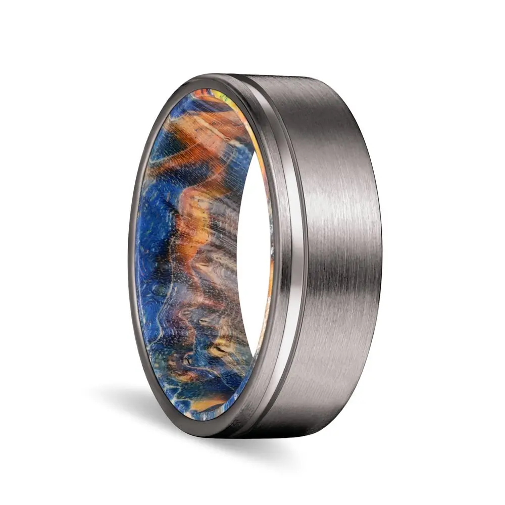 Pioneer | Blue & Yellow/Orange Wood, Gunmetal Tungsten Offset Groove 1