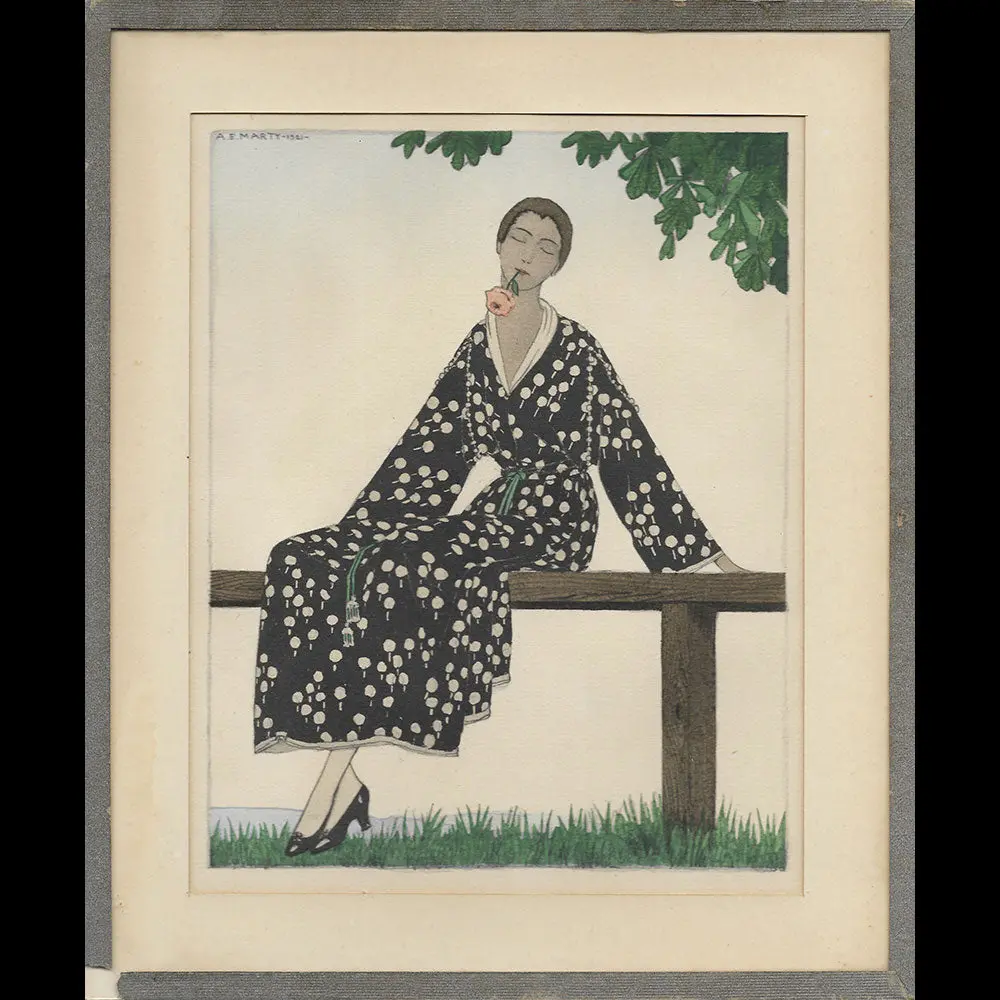 Gazette Du Bon Ton - Pense-T-Il À Moi ?, Robe De Paul Poiret, Planche D'andré Marty (N°5, 1921) 1