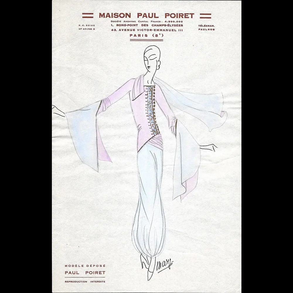 Poiret - Dessin D'une Robe (Circa 1925) 1