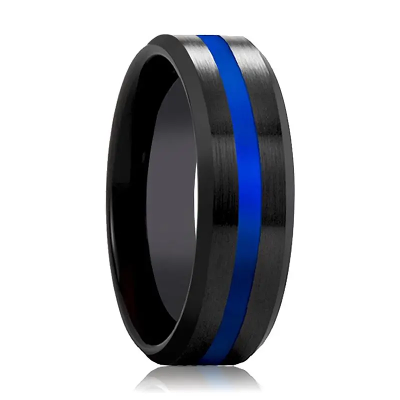 Police Blue Stripe Wedding Band 1