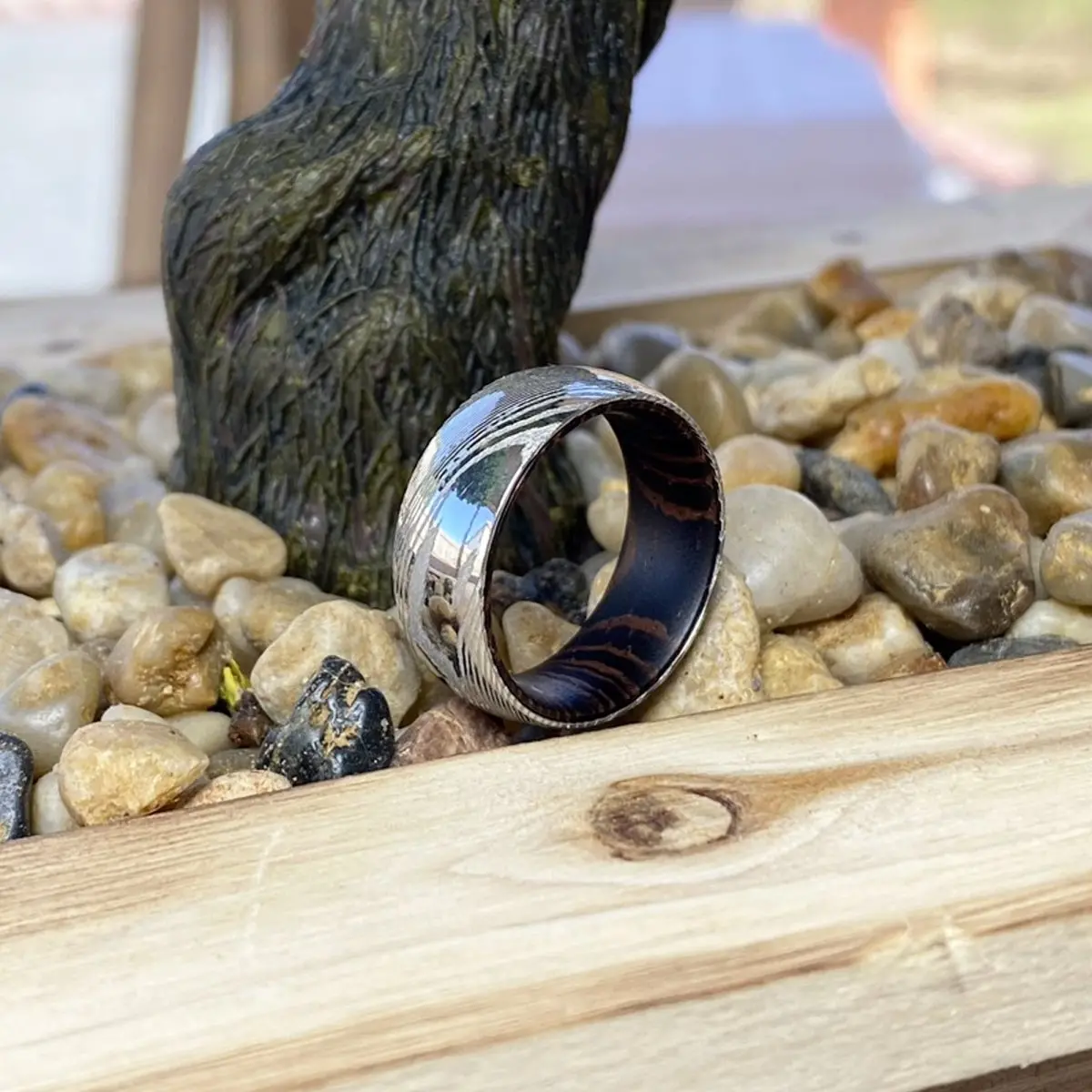 Protector | Wenge Wood, Silver Damascus Steel, Domed 7